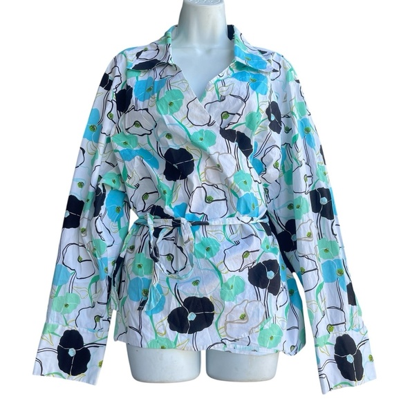 Lane Bryant Floral Wrap Top Women's Plus Size 26/28 Button-Up Shirt Multicolor - Picture 1 of 4
